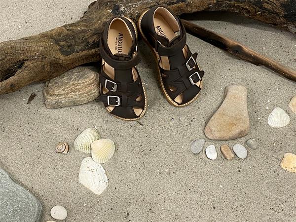 Angulus sandaler til børn med spænder i flot brun