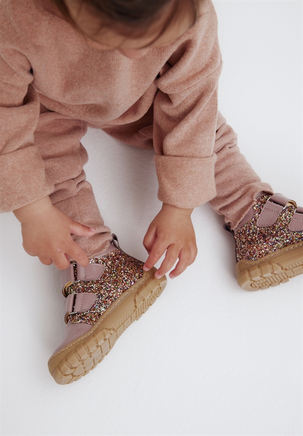 Angulus - sneakers til børn| Rosa/Multi glitter