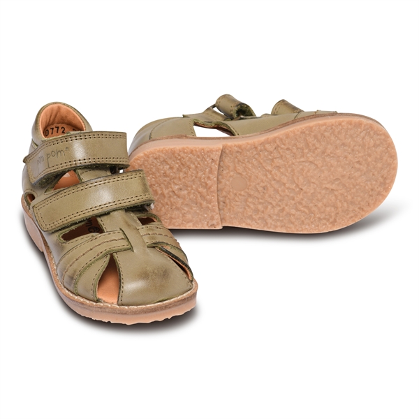 Læder sandaler til børn m/lukket Olive
