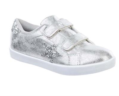 Sølv sko til piger med velcro 